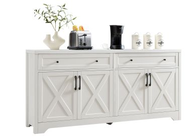 61 Inch TV Cabinet For Living Room, Multifunctional Combination TV Cabinet, Large Capacity Storage Cabinet, Can Be Used In Living Room, Bedroom, (Option: White)