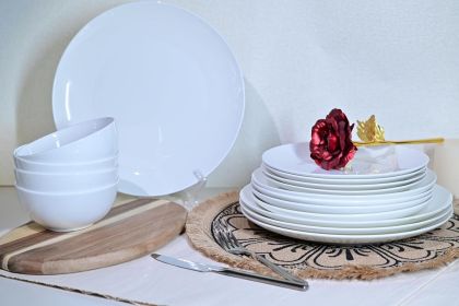 Jasmine Bone China Dinnerware Set, 16 Pieces, Service For 4, White Plates, Dishes, Bowls Set, Microwave And Dishwasher Safe (Option: Ivory White)